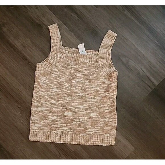 NWT Ann Taylor Sleevless Top Womens Medium Pink Beige Knit New - Picture 6 of 7